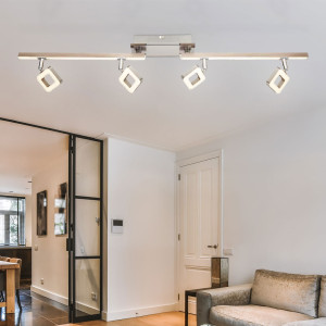 LED Deckenleuchte, Chrom, verstellbare Spots, L 86,5 cm