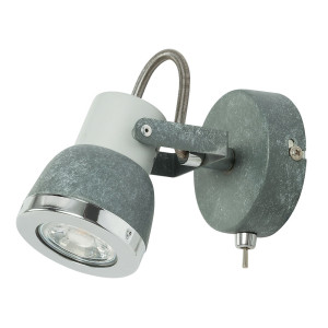 Strahler, Wandschild rund, steingraut, chrom, H 11 cm