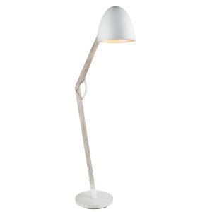 Stehlampe, Alu, Holz, verstellbares Gelenk, H 188 cm, GAUA