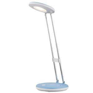 LED Tischlampe, Chrom Blau, höhenverstellbar, H 35,5 cm