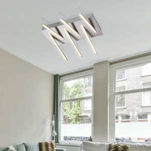 LED Deckenleuchte, silber, Kristalle, L 48 cm, FUEGO