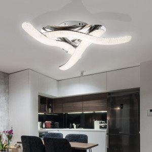 LED Deckenleuchte, Chrom, Kristalle, 54 cm, NABRO