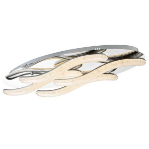 LED Deckenleuchte, Metall, Chrom, Kristalle