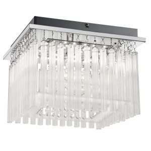 LED Deckenleuchte, Chrom, Glasstäbe, Höhe 22,5 cm, VINCE