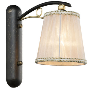 Wandlampe, gold schwarz, Textilschirm weiß, H 26 cm, GENOVEVA