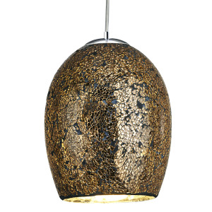 LED Hängelampe, Glas-Mosaik, bronze, Höhe 135 cm