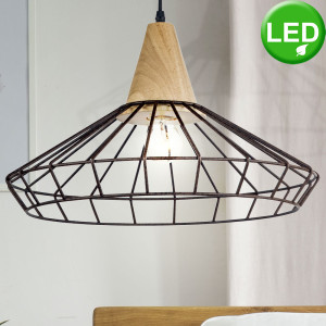 LED Hängeleuchte aus Metall und Holz, 40 cm, GRACE
