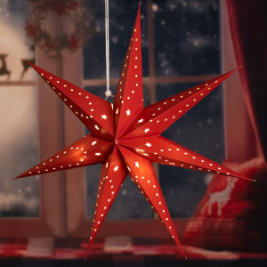 LED Weihnachtsstern, Papier rot, 70 cm REDSTAR