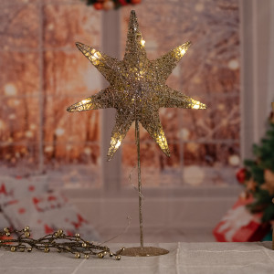 LED Weihnachtsstern Dekolampe, gold silber, Höhe 50 cm