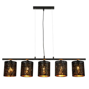 LED Hängeleuchte,  Samt, schwarz-gold, Länge 90 cm, TUXON