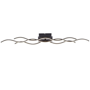 LED Deckenlampe, Wellen Design, schwarz, Länge 97 cm