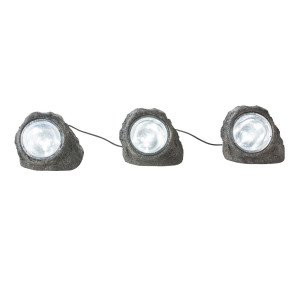 3er Set LED Außenleuchten, Stein Design, Höhe 13 cm, FLO