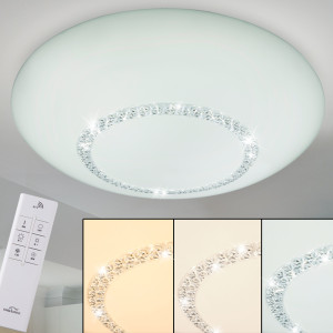 LED Deckenleuchte, Fernbedienung, dimmbar, Kristalle