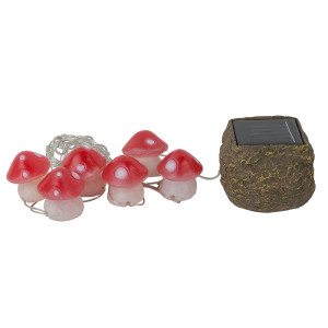 LED Solarleuchte, 6x Fliegenpilze, weiß-rot, 4 cm