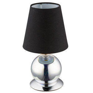 Textil Tischlampe, 3D Effekt Glassockel, H 26 cm, ELIAS