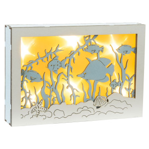 LED Holz, Bild, Weiß, Blau, 22 cm, AQUARIUM