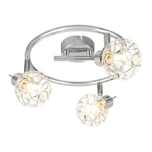 LED Deckenleuchte, Chrom, Aluminium, silber, Kristalle