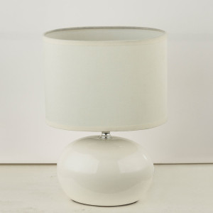 Tischlampe, Keramik, Textil, beige, H 25 cm
