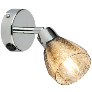 Wandlampe, nickel, rauch-Optik, beweglicher Spot, H 14,5 cm