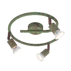 LED Deckenleuchte, Metall, grün, rostfarben, Spots beweglich