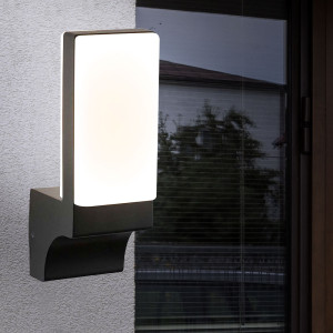LED Wandleuchte, anthrazit, opal,  H 24 cm
