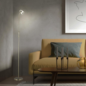 LED Stehleuchte, Chrom, nickel-matt, Spot beweglich