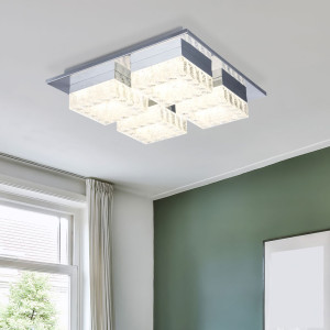 LED Deckenleuchte, Kristall-Design, Chrom, klar, L 35 cm