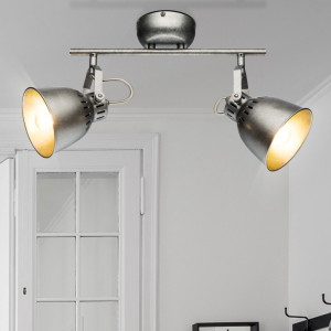 Deckenlampe, silber-grau, Spots verstellbar, HERNAN