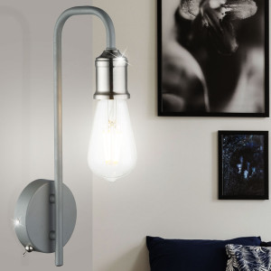 Wandlampe, grau, nickel matt, Höhe 36 cm, FLORIDA