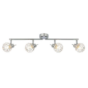 LED Deckenleuchte, Chrom, Aluminiumgeflecht, Kristalle