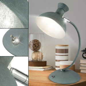Tischlampe, Strahler beweglich, grau, silber-metallic,  H 39 cm
