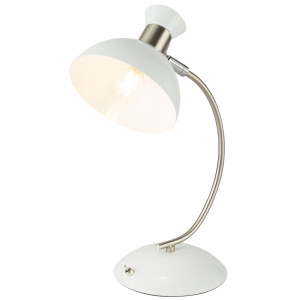 Tischlampe, weiß, nickel-matt, Spot beweglich, H 39 cm