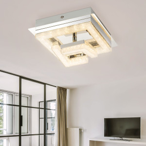 LED Deckenleuchte RENLY, Acryl, 9 Watt, geeist, Chrom, klar