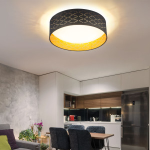 LED Deckenleuchte, Sterneneffekt, schwarz gold weiß,  D 12cm