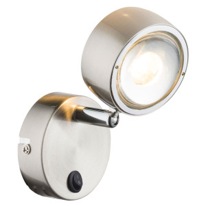 LED Wandleuchte, Chrom, Glas, Spot beweglich, H 15 cm,  BARRA
