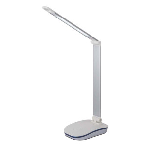 LED Tischleuchte, silber, Touchdimmer, USB Slot, klappbar