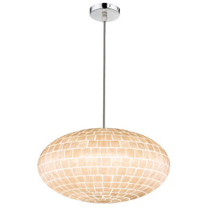 Hängeleuchte, silber, Muschel, oval, DM 50 cm