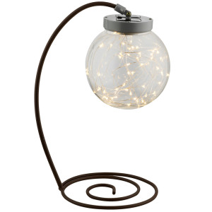 LED Solar Außen Tischleuchte, Kugel, rostfarben, Höhe 35 cm