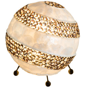 Kugel Tischlampe aus Muscheln, Durchmesser 25 cm, BALI
