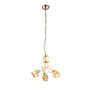 Hängeleuchte, goldfarben, Glaskristalle, antik, H 130 cm