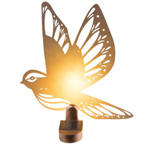 LED Solar Wandleuchte im Vogel Design, Rostfarben
