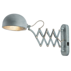 Wandleuchte, Zementoptik, Ziehharmonikagelenk, T 57 cm MIRAM