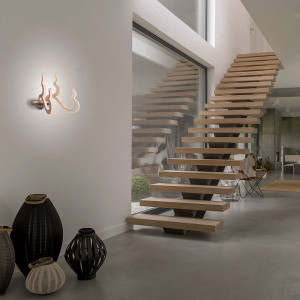 LED Wandleuchte, Flammen-Design, champagner, opal, H 29 cm