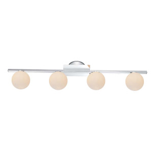 LED Deckenleuchte, Metall, Chrom, Glas, Opal, satiniert