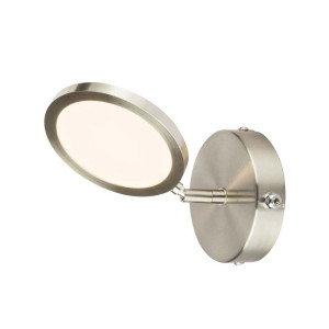 LED Wandleuchte, Schalter, nickel, beweglicher Spot, H 16 cm