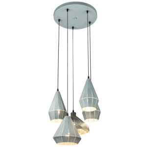 Hängeleuchte, Muster, grau, silber, H 120 cm