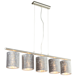 Hängeleuchte, nickel-matt, Samt silber metallic, L 90 cm