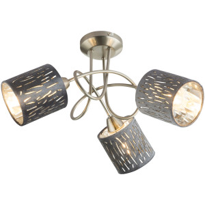 Deckenleuchte, Samt, silber-metallic, 46 cm, TAROK