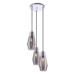 Hängeleuchte, Metall, Glas, silber, metallic, Kabel, schwarz