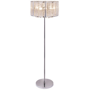 Kristall Stehlampe, Chrom, silber metallic, Höhe 150 cm